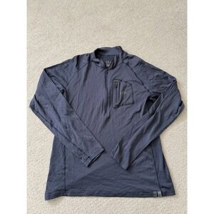 Kuiu Gila LS Half-Zip Performance Shirt Mens Medium Large Blue Merino Wool Blend